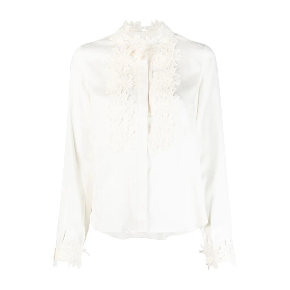 Self Portrait Elegante Bloemenblouse in Beige Dames