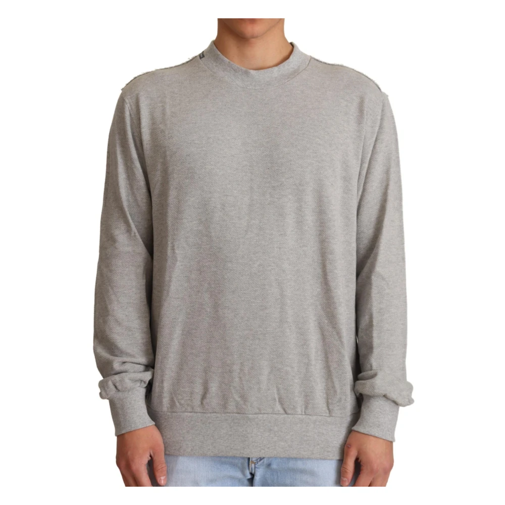 Dolce & Gabbana Men's Gray Sweatshirts, L, Cotton Crewneck Pullover Jumper