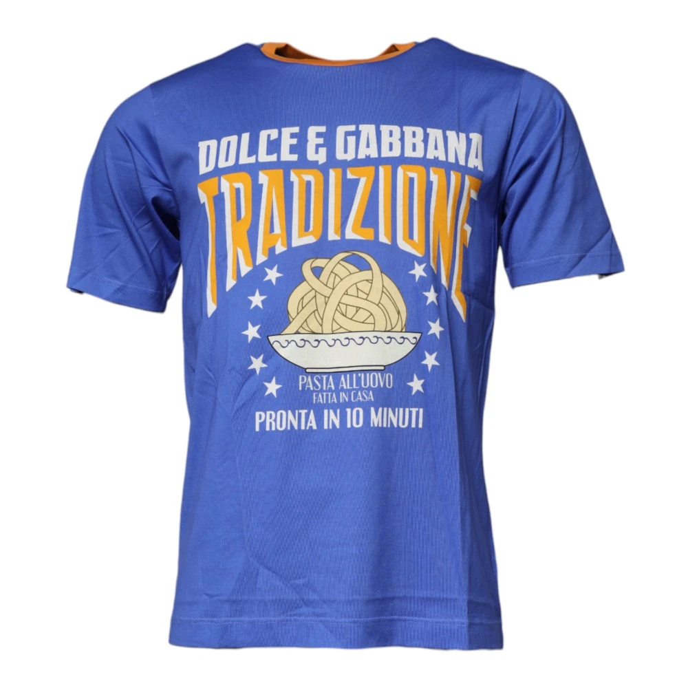 Dolce & Gabbana Men's Blue Graphic Print Cotton T-Shirt