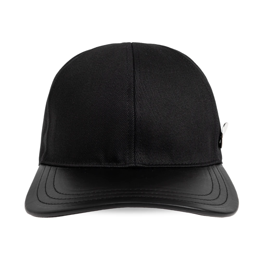 Jil Sander Pet met leren klep Black Heren