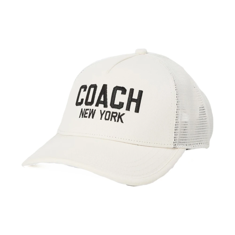 Coach White Hats & Caps, Female, M/L, Embroidered Logo Trucker Hat Cap