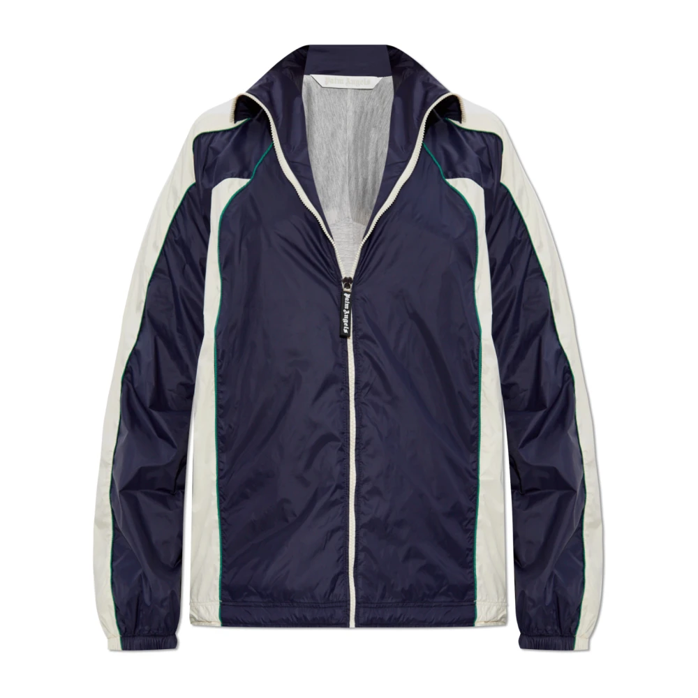 Palm Angels Lichtgewicht jas met bedrukt logo Blue Dames