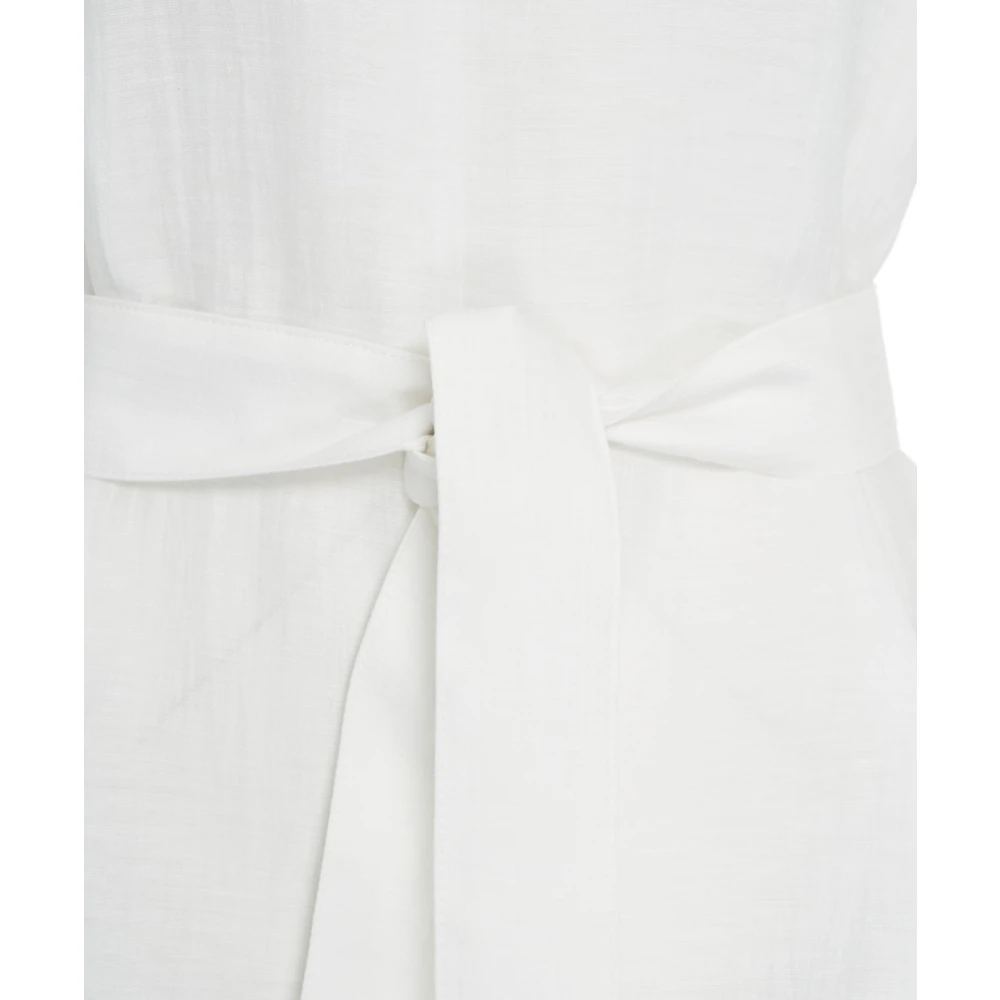 Kaos Witte Blazer met V-Hals en Taille Riem White Dames