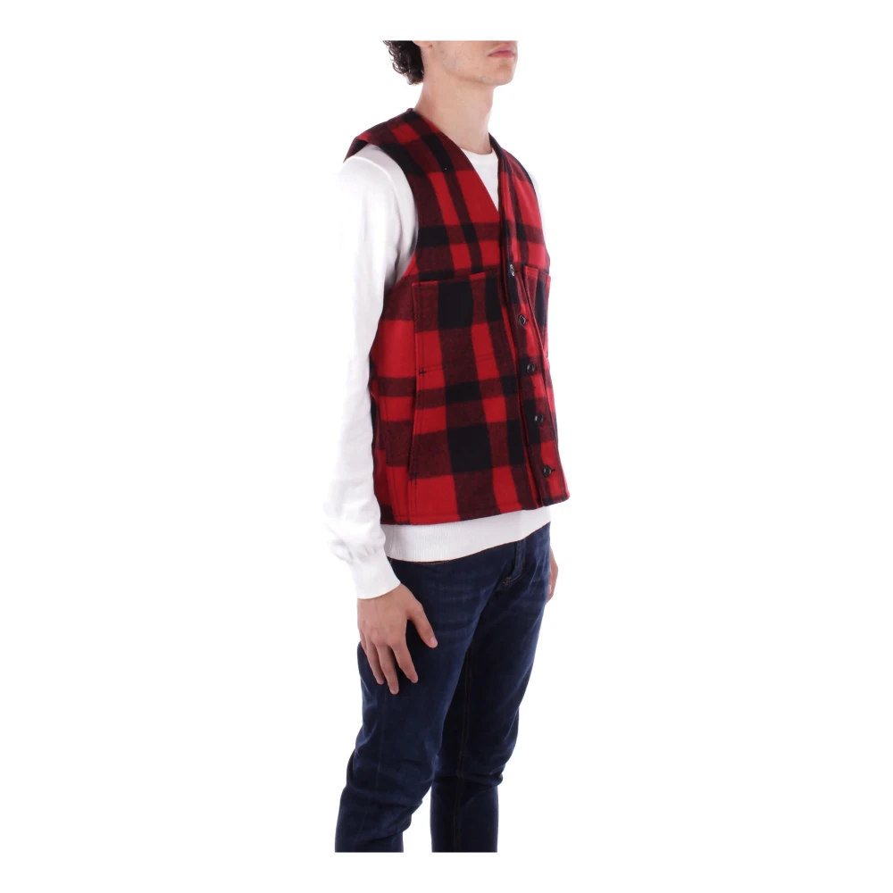 Filson Wollen Gilet Voorste Knoop Zakken Red Heren