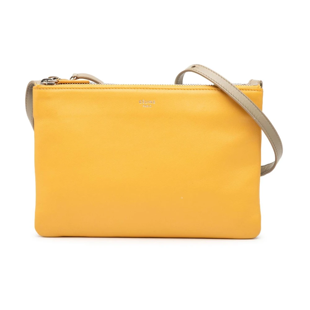 Celine Vintage Women's Yellow Pre-Owned Leather Pouch With Strap