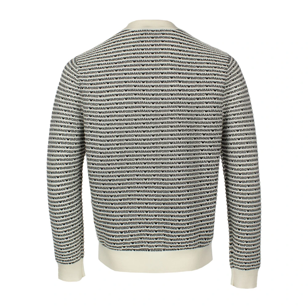 Emporio Armani Intarsia-Gebreide Logo Wollen Trui Gray Heren