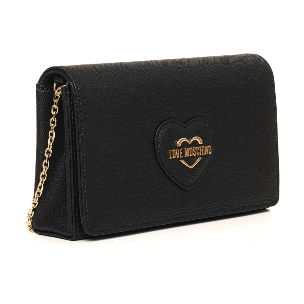 Love Moschino Metalen Ketting Schoudertas met Logo Black Dames