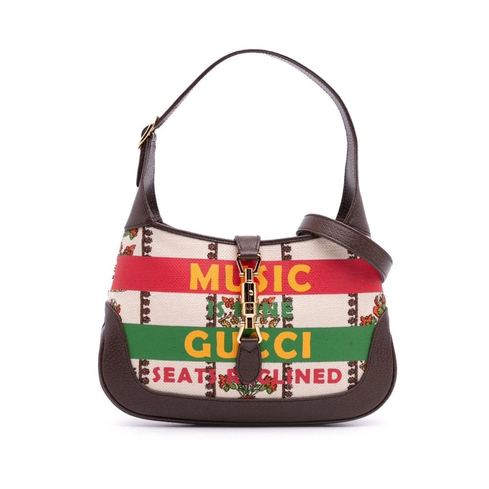 Gucci Vintage Damen Multicolor Gebrauchte Strukturierte Schultertasche Mit Verstellbarem Riemen Und Signatur-Details