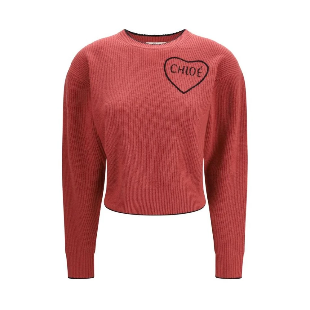 Chloé , Round-Neck Knitwear, Female, Pink, S, Women's Knitwear Clothing Pink Ss26 - Image 4