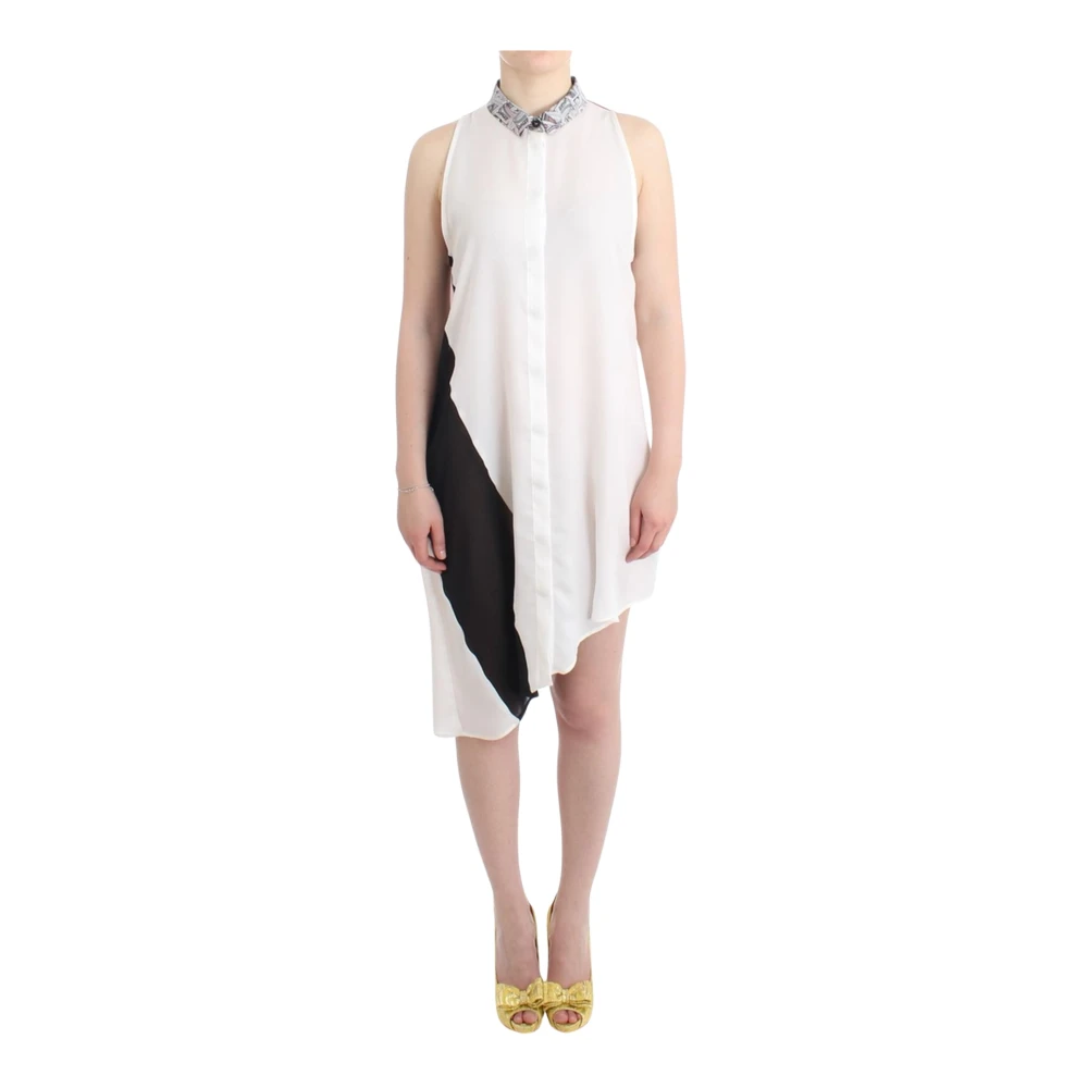 Costume National Women's White Sleeveless Button-Up Shirt Dress