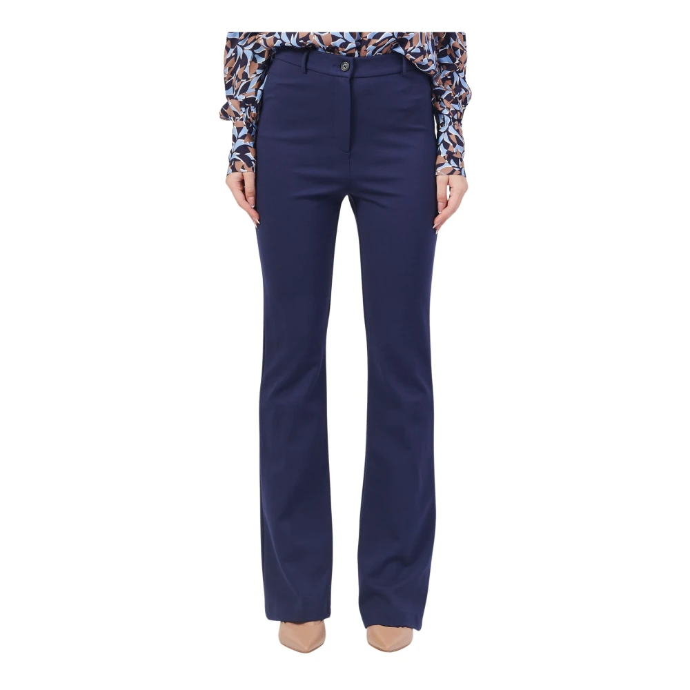 Fracomina Blauwe Bootcut Broek met Hoge Taille Blue Dames