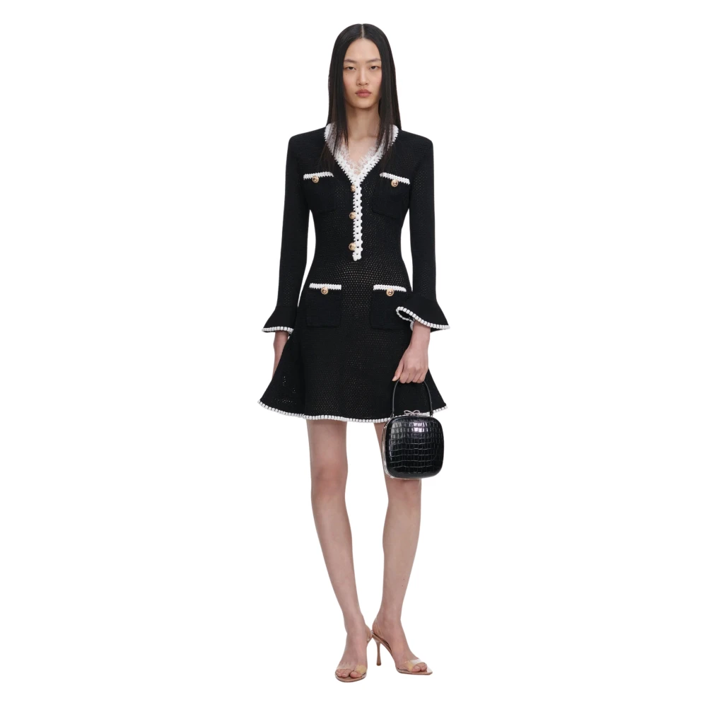 Self Portrait Women's Black Knitted Dresses - Knitted Dresses - Xs - Dresses