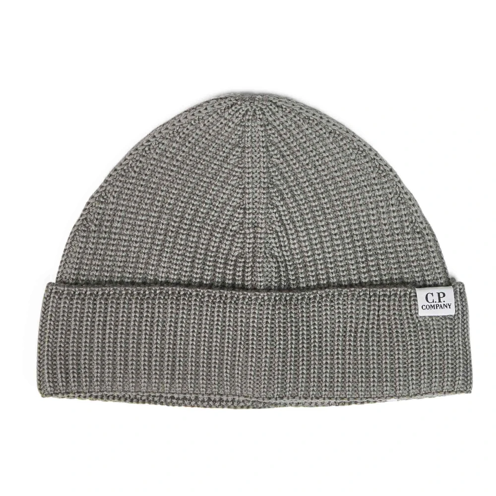 C.p. Company Gray Rib Knit Beanie - Male - Accessories - One Size - Accessories