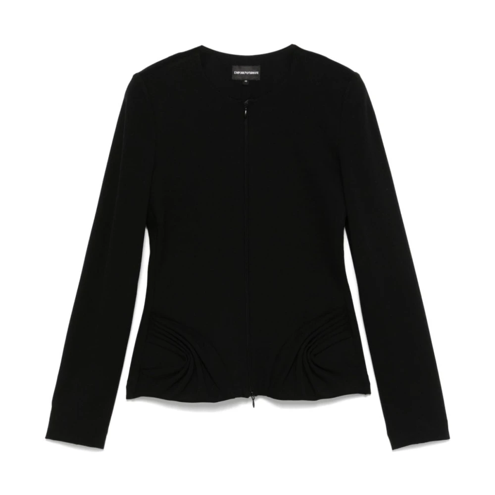 Emporio Armani Zwarte Jersey Ritsjas met Schoudervullingen Black Dames