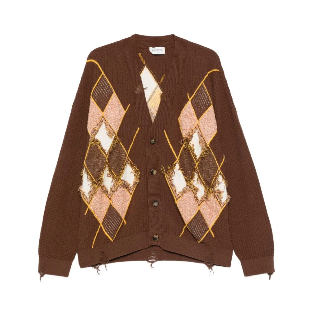Laneus Men's Brown Cardigans, L, Cardigans