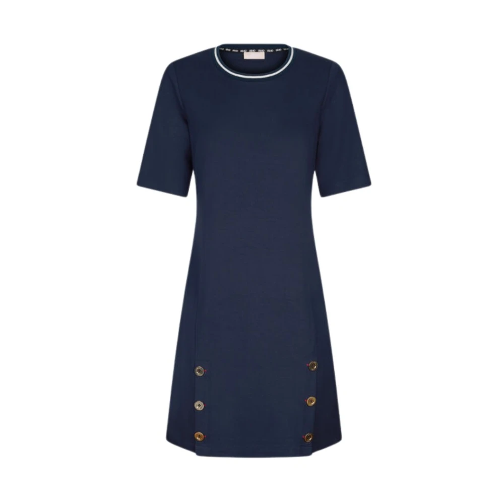 Liu Jo Blauwe Jersey Jurk met Ronde Hals Blue Dames