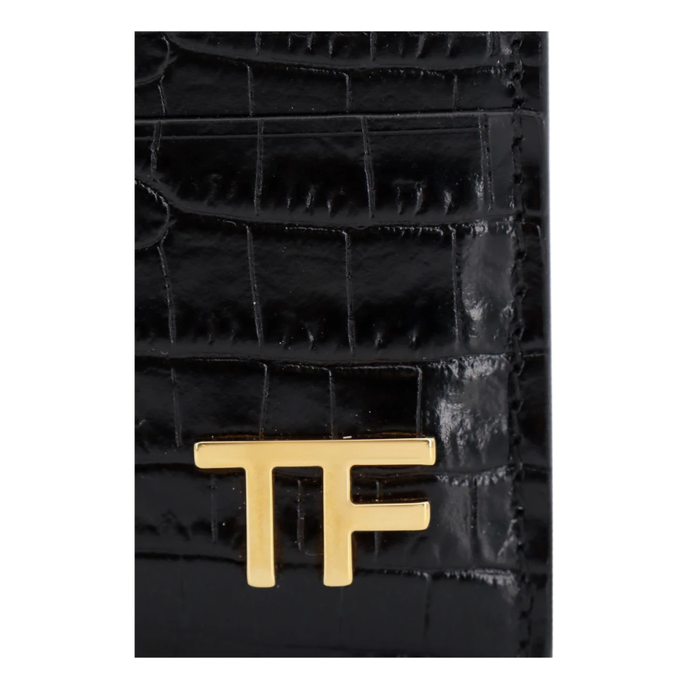 Tom Ford Leren kaarthouder met krokodillenprint Black Heren