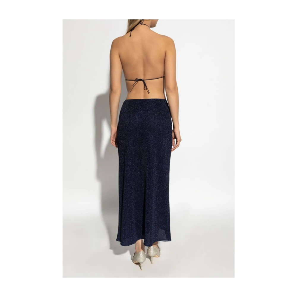 Oseree Blauwe Nacht Lurex Jurk met Cut-Outs Blue Dames
