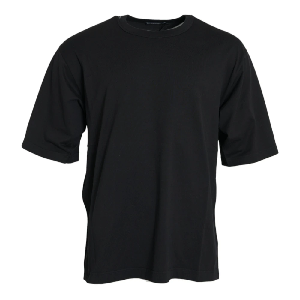 Dolce & Gabbana Zwart Logo Ingelegd Ronde Hals T-Shirt Black Heren