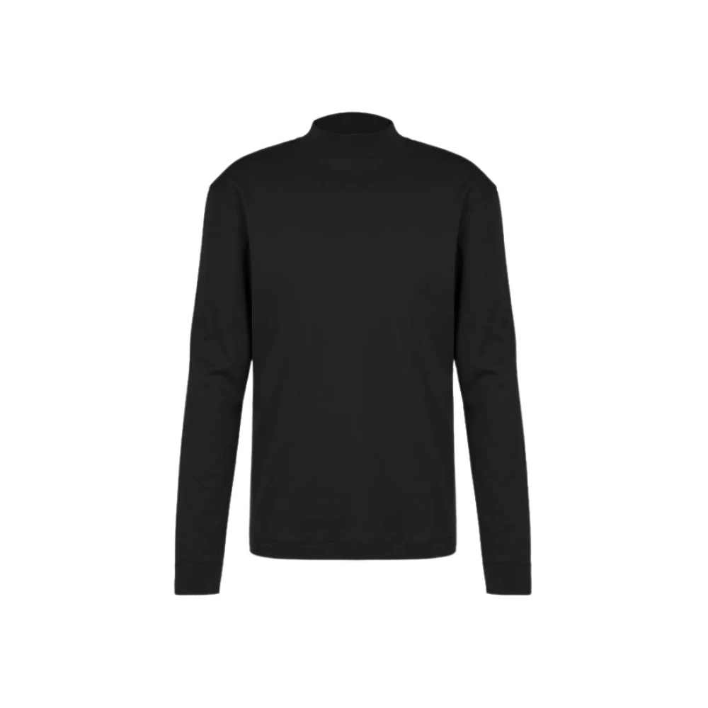Drykorn Men's Black Long Sleeve T-Shirt With Stand Collar