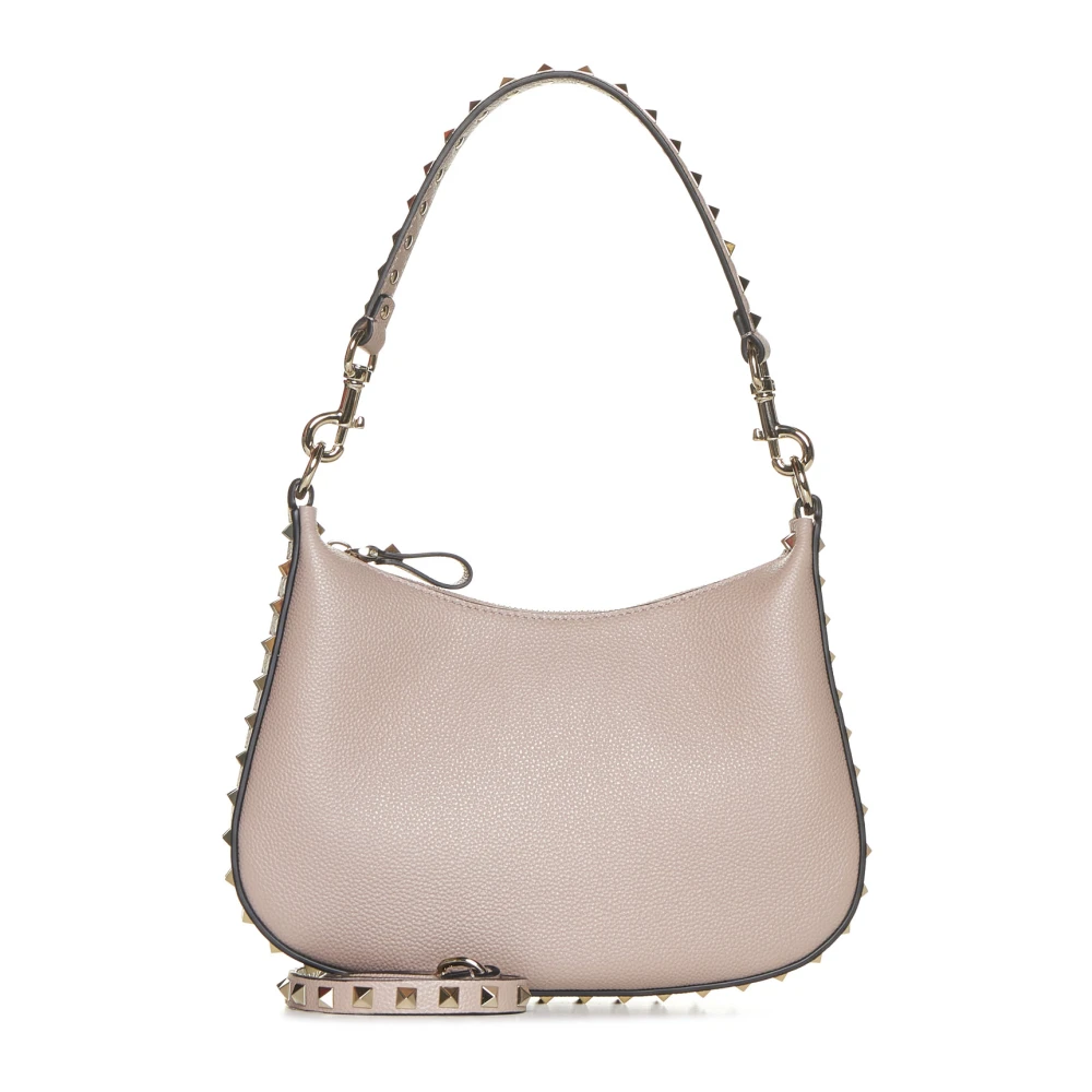 Valentino Garavani Rockstud Blush Pink Leren Hobo Tas Beige Dames