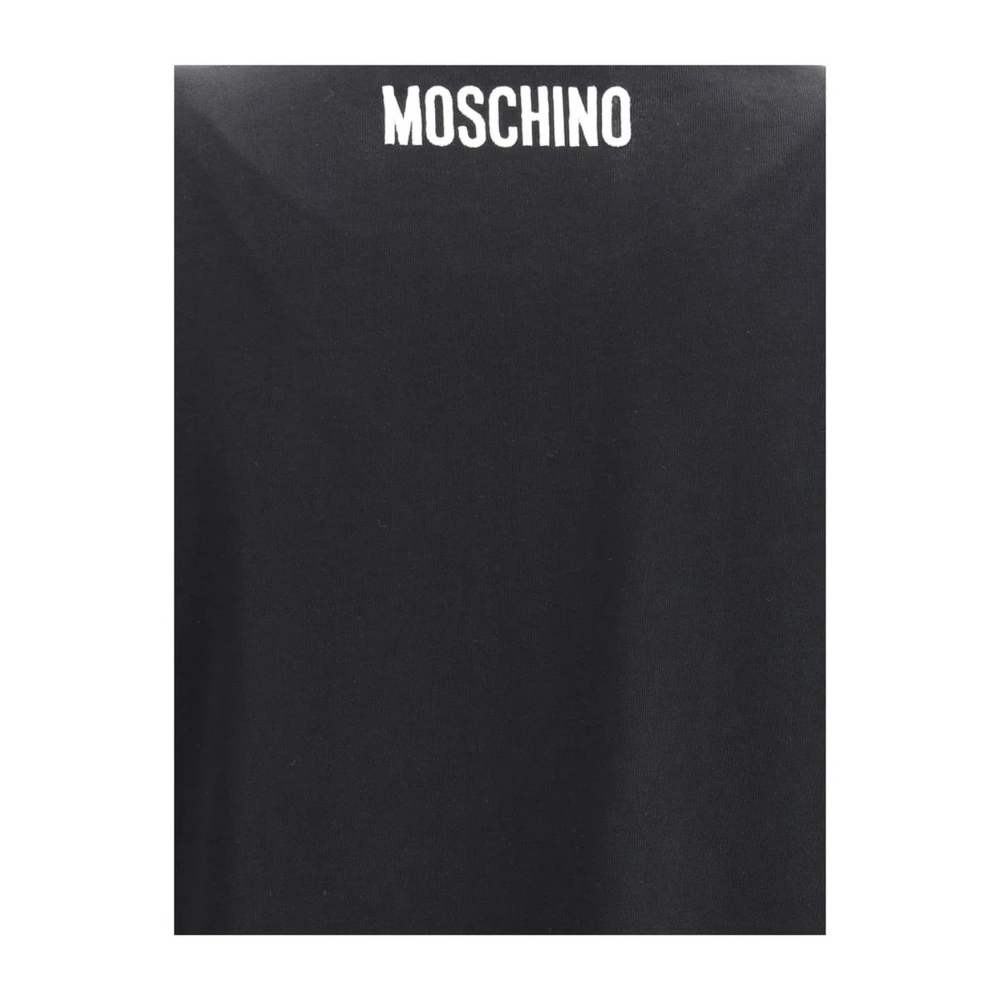 Moschino Katoenen Logo T-shirt met Ganzenaccenten Black Heren
