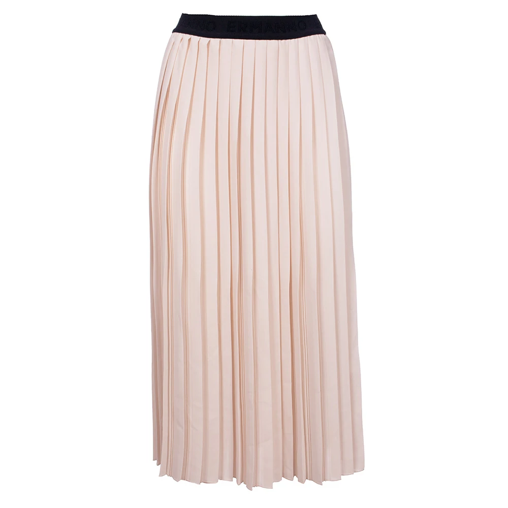 Ermanno Scervino Geplooide rok met elastische tailleband Beige Dames