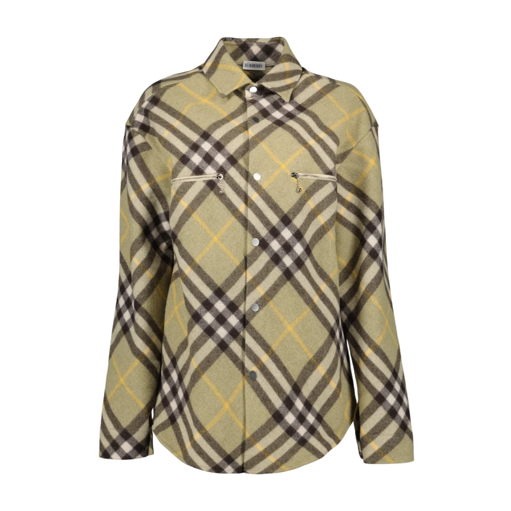 Burberry Wollen Geruite Overhemd Klassieke Stijl Multicolor Heren