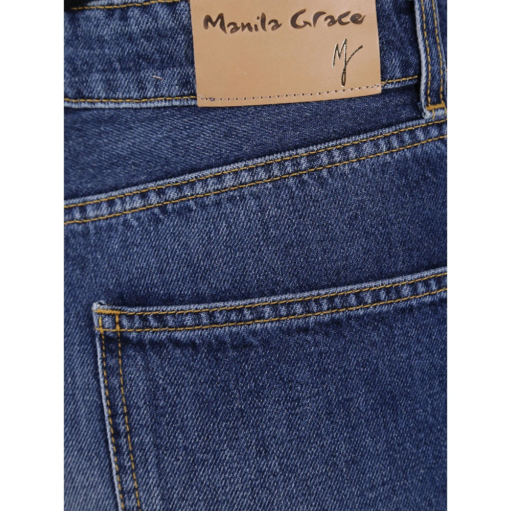 Manila Grace Cropped Jeans Blue Dames