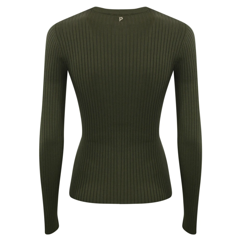 Dondup Militaire Trui Geribbeld Groen Lange Mouw Green Dames