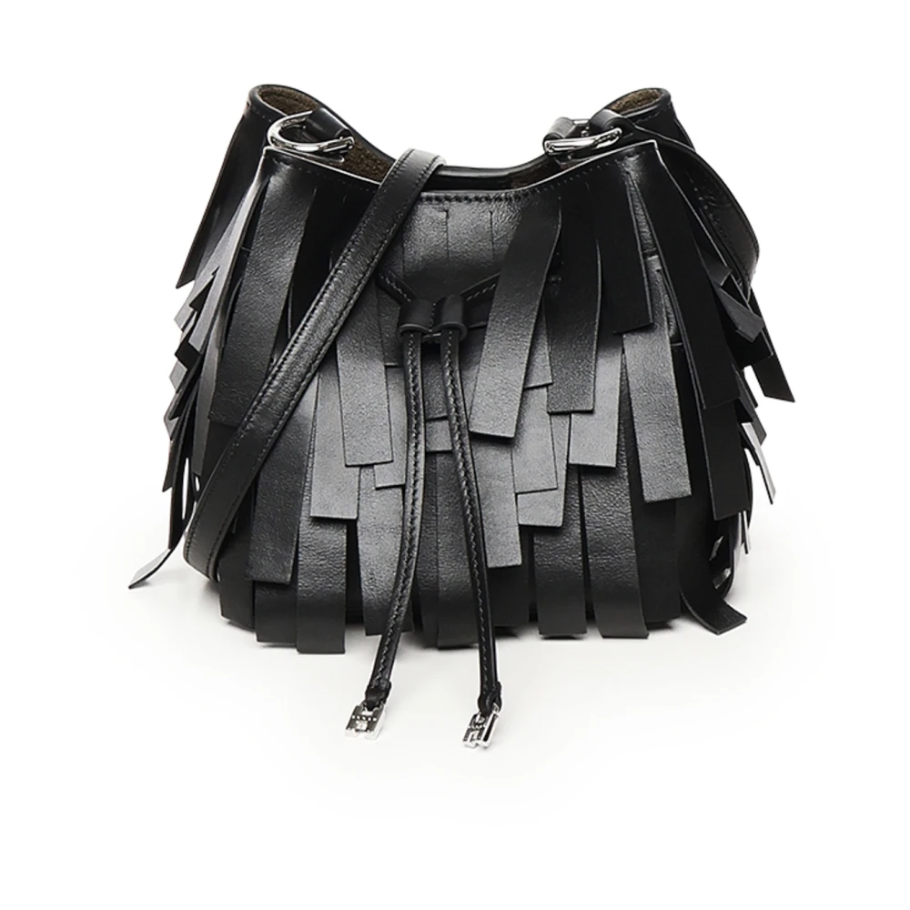 Hogan Zwarte Mini Franje Tas Black Dames