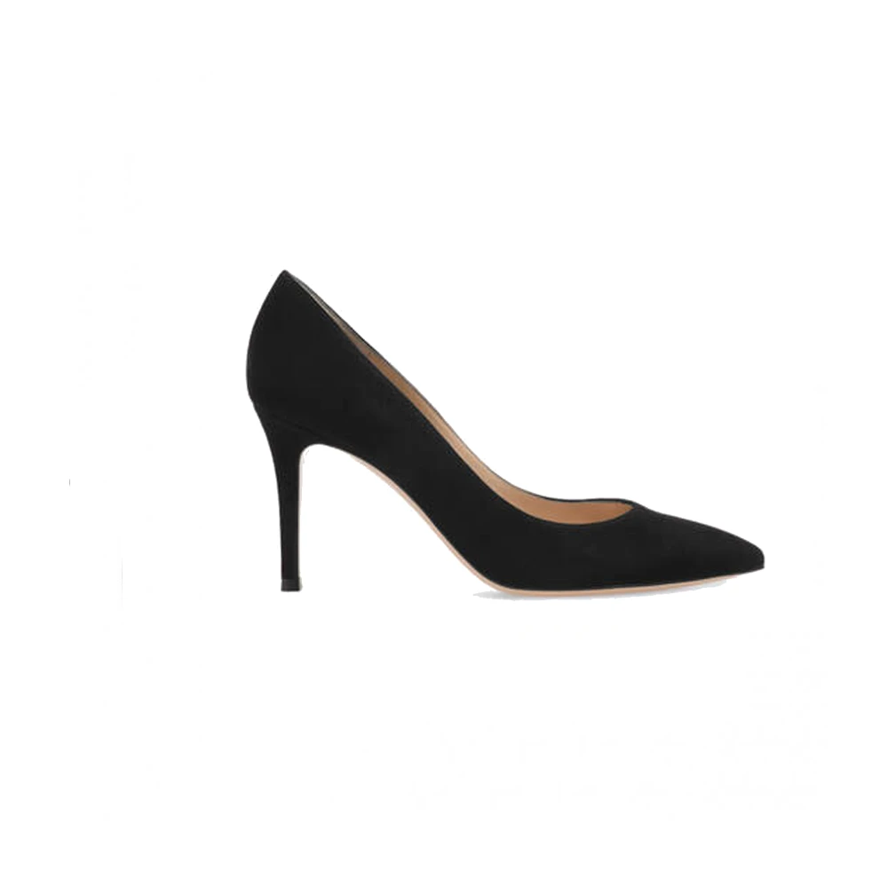 Gianvito Rossi Women's Black Silk And Leather Heeled Shoes Size 6