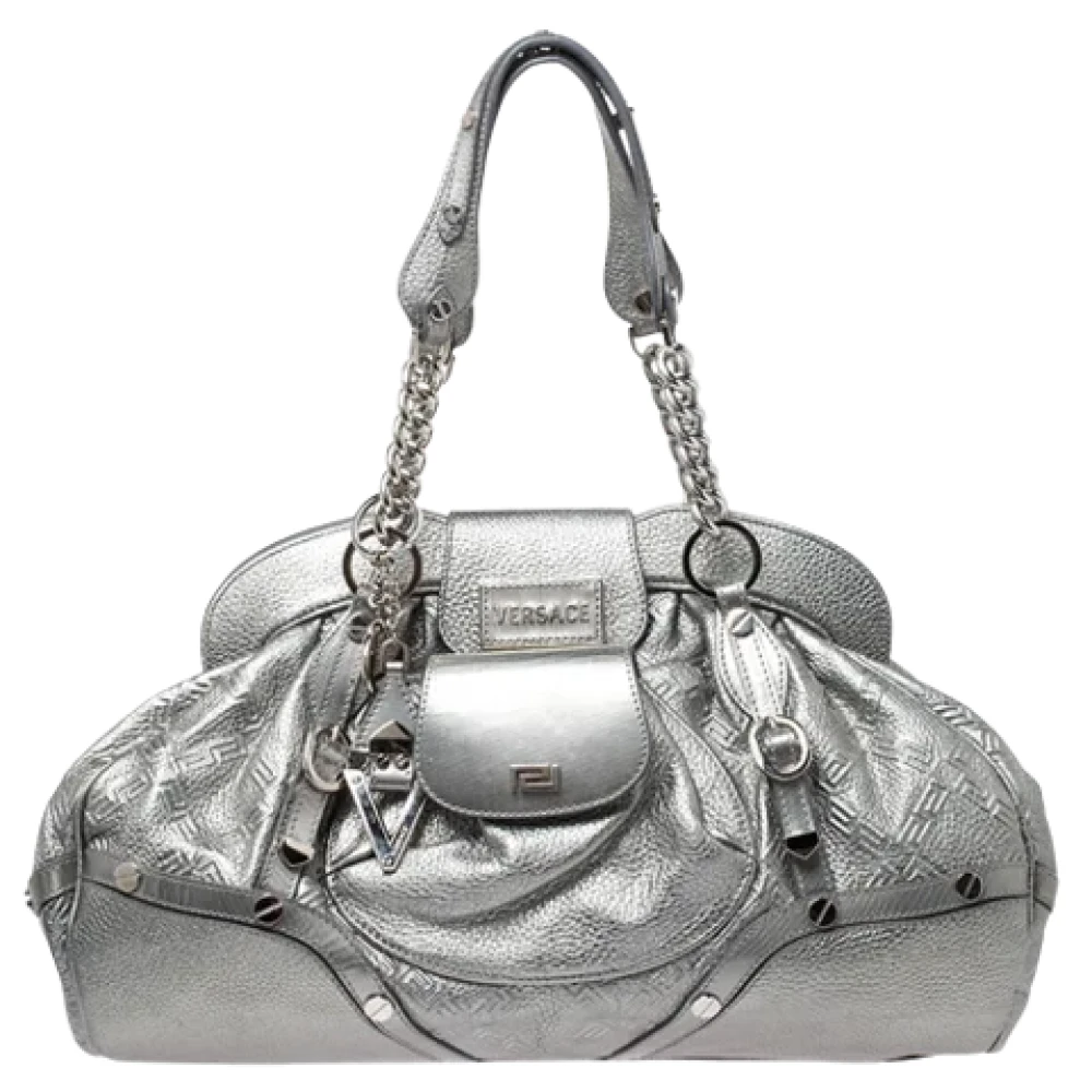 Versace Pre-owned Leather shoulder-bags Gray Dames