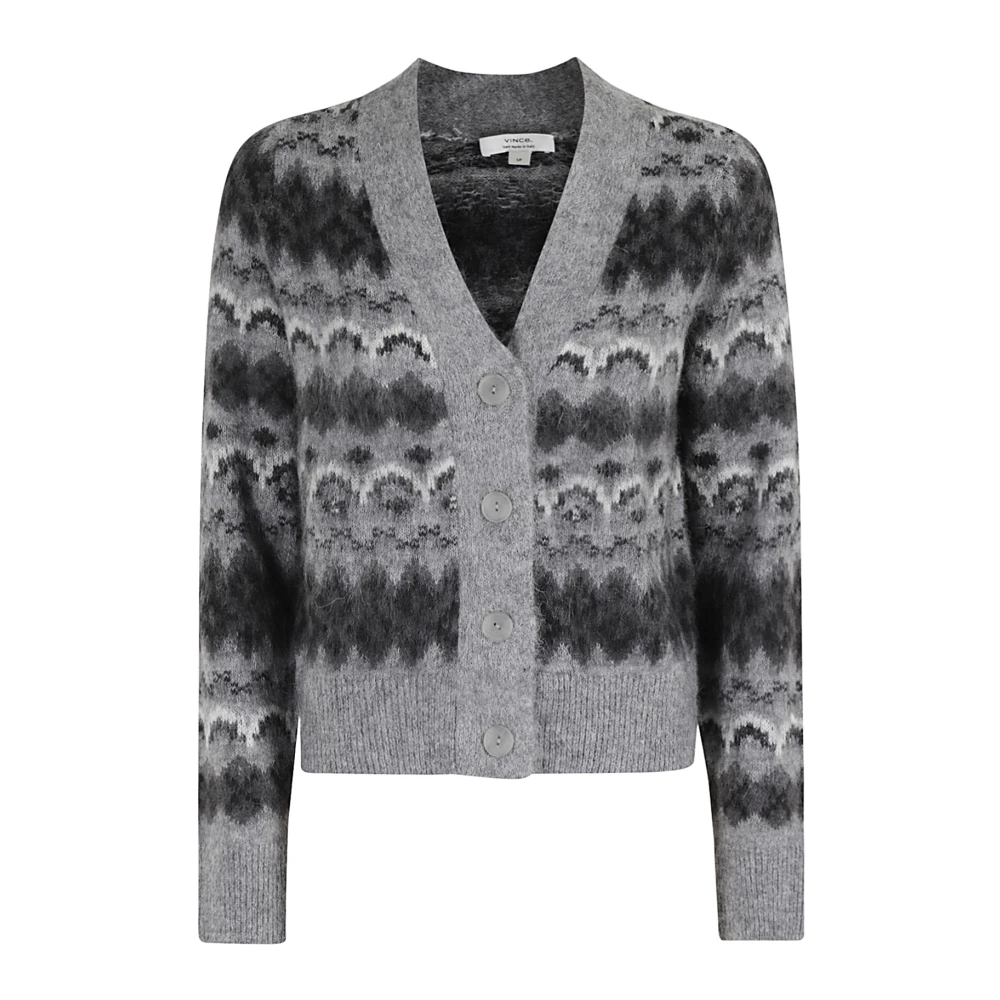 Vince Gezellig Fair Isle Gebreid Vest Gray Dames