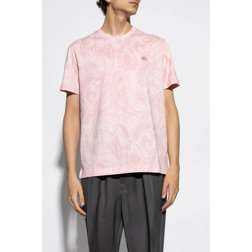 ETRO T-shirt met patroon en logo Pink Heren