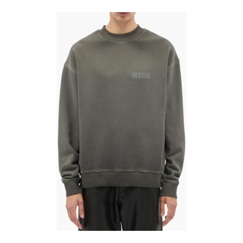 Msgm Donkergrijze Sweatshirt met Fosforescerend Logo Black Heren