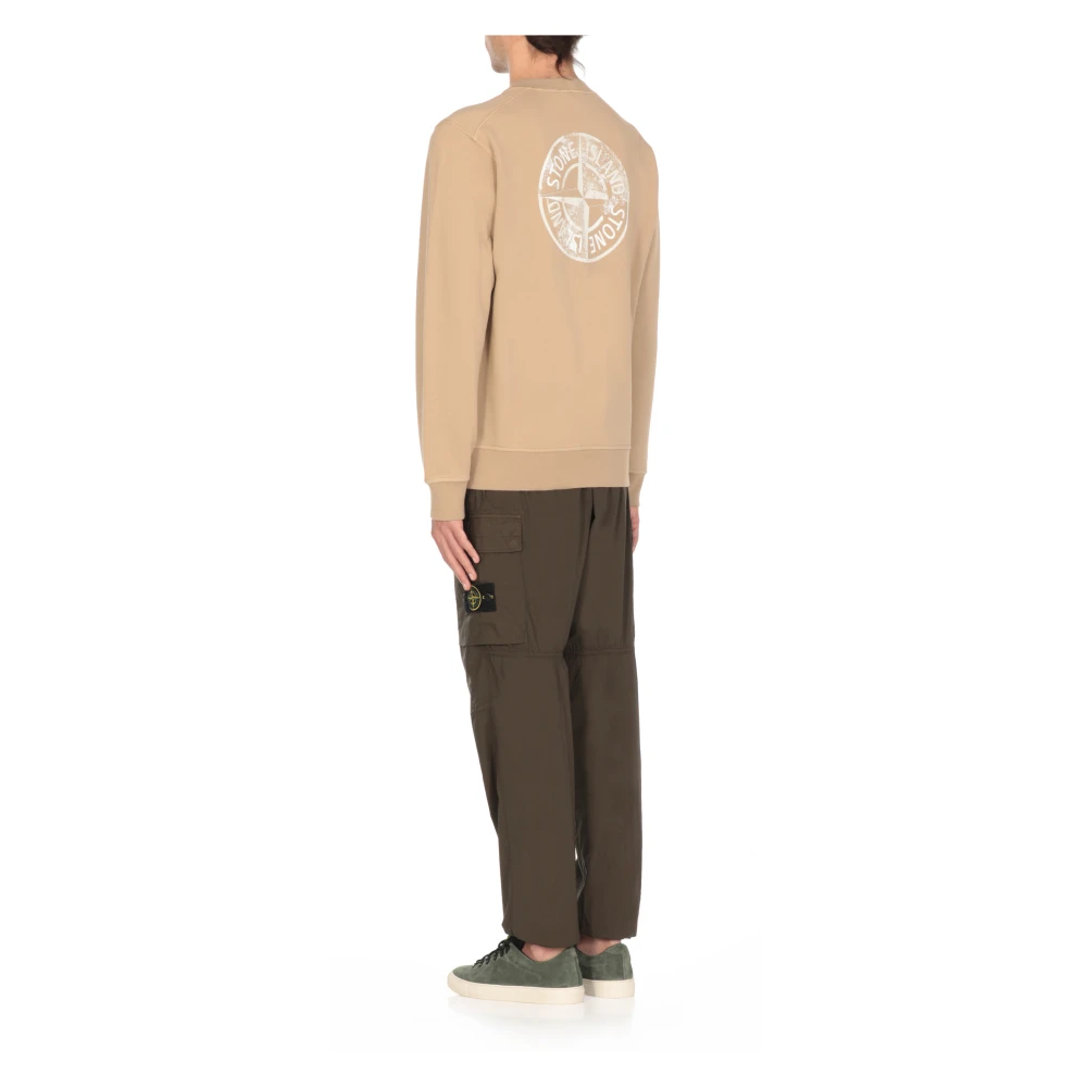Stone Island Beige Katoenen Sweatshirt met Logoprint Beige Heren