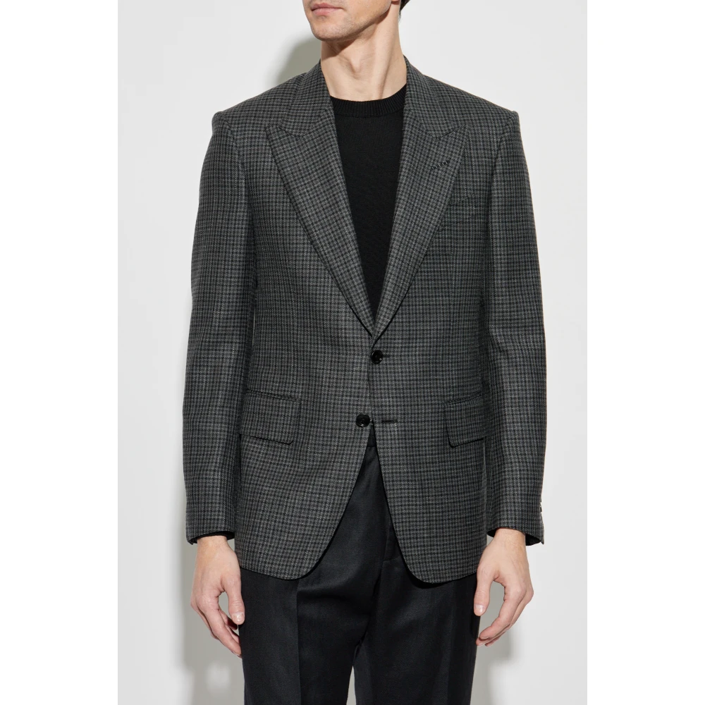 Tom Ford Houndstooth Blazer Gray Heren