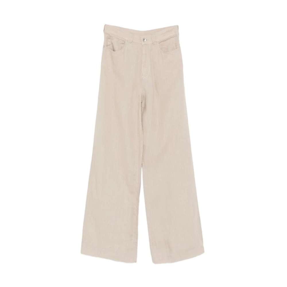 Emporio Armani Vrouw Beige Broeken Dames, W27, Wide Broeken