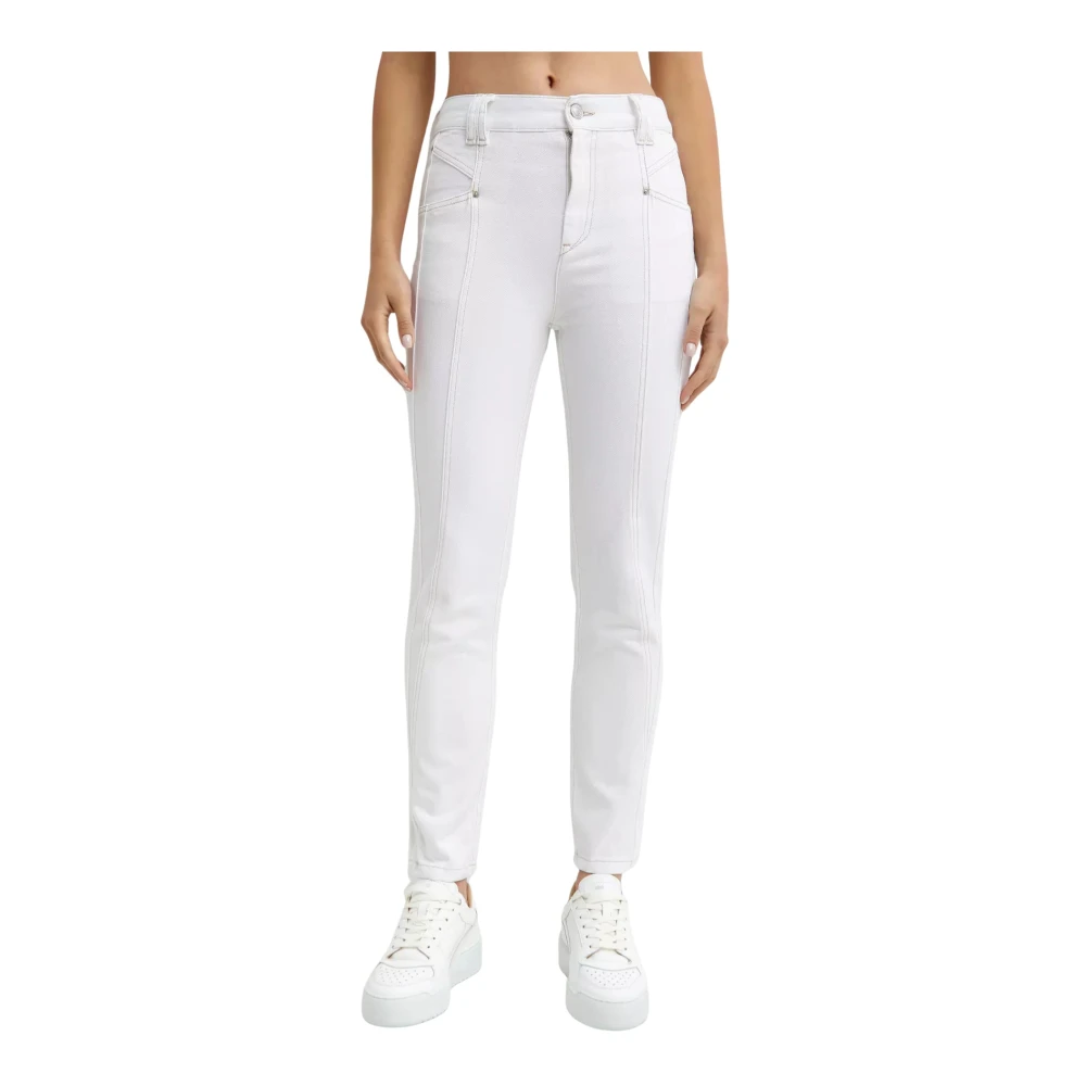 Isabel Marant Women's White Slim Fit Jeans, M, Logo-Patch Jeans