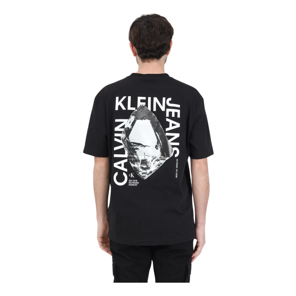 Calvin Klein Jeans Zwarte T-shirts en Polos met Calvin Klein Stacked Modern Metals Print Black Heren