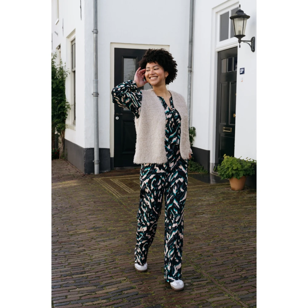 &Co Woman Wijde Bruin Suède Broek Multicolor Dames