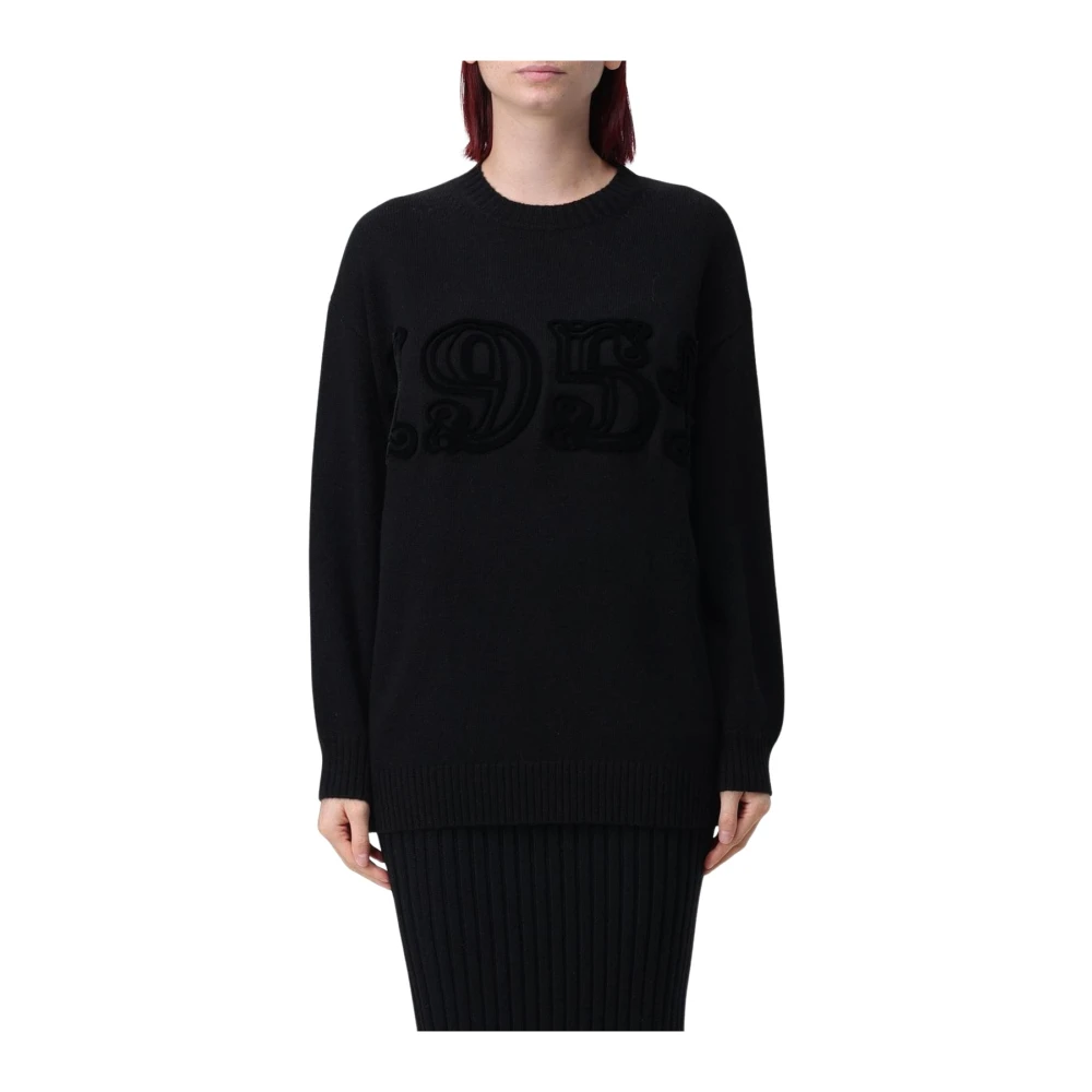 Max Mara Black Cashmere Jumper With Applique - Female - Cashmere Knitwear - S - Knitwear