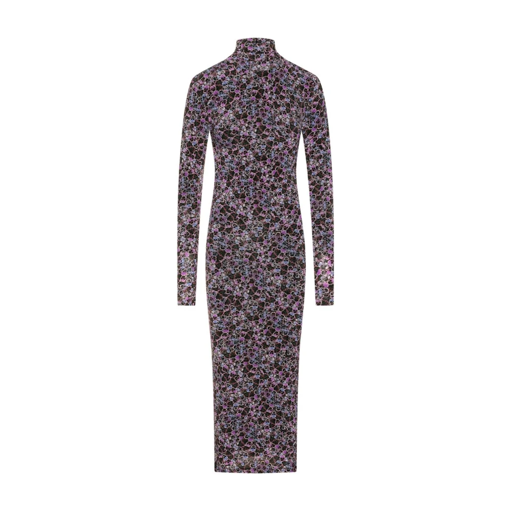 Isabel marant Bloemenprint Midi Jurk met Opstaande Kraag Multicolor Dames