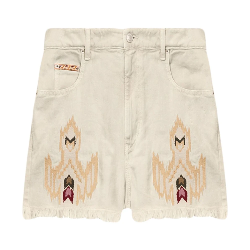 Isabel Marant Étoile Witte denim shorts met geborduurd motief White Dames