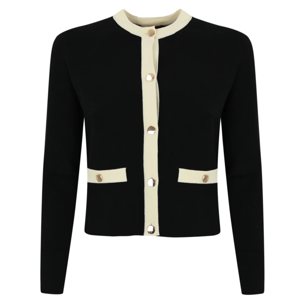 Max Mara Studio Contrast Cropped Viscose Jas Black Dames