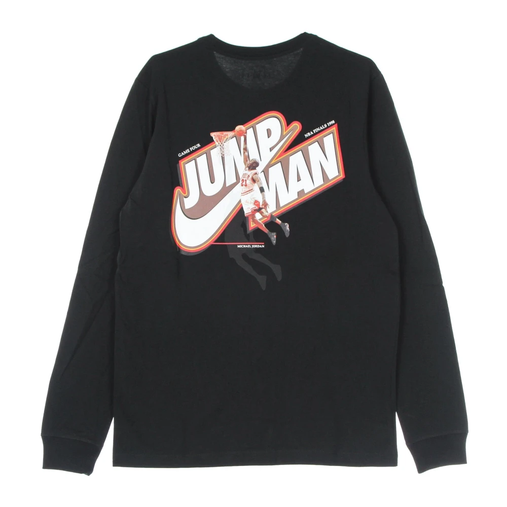 Jordan Lange Mouw T-shirt Zwart Rood Print Black Heren