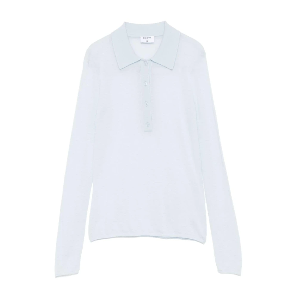 Filippa K Blauwe Gebreide Poloshirt Blue Dames