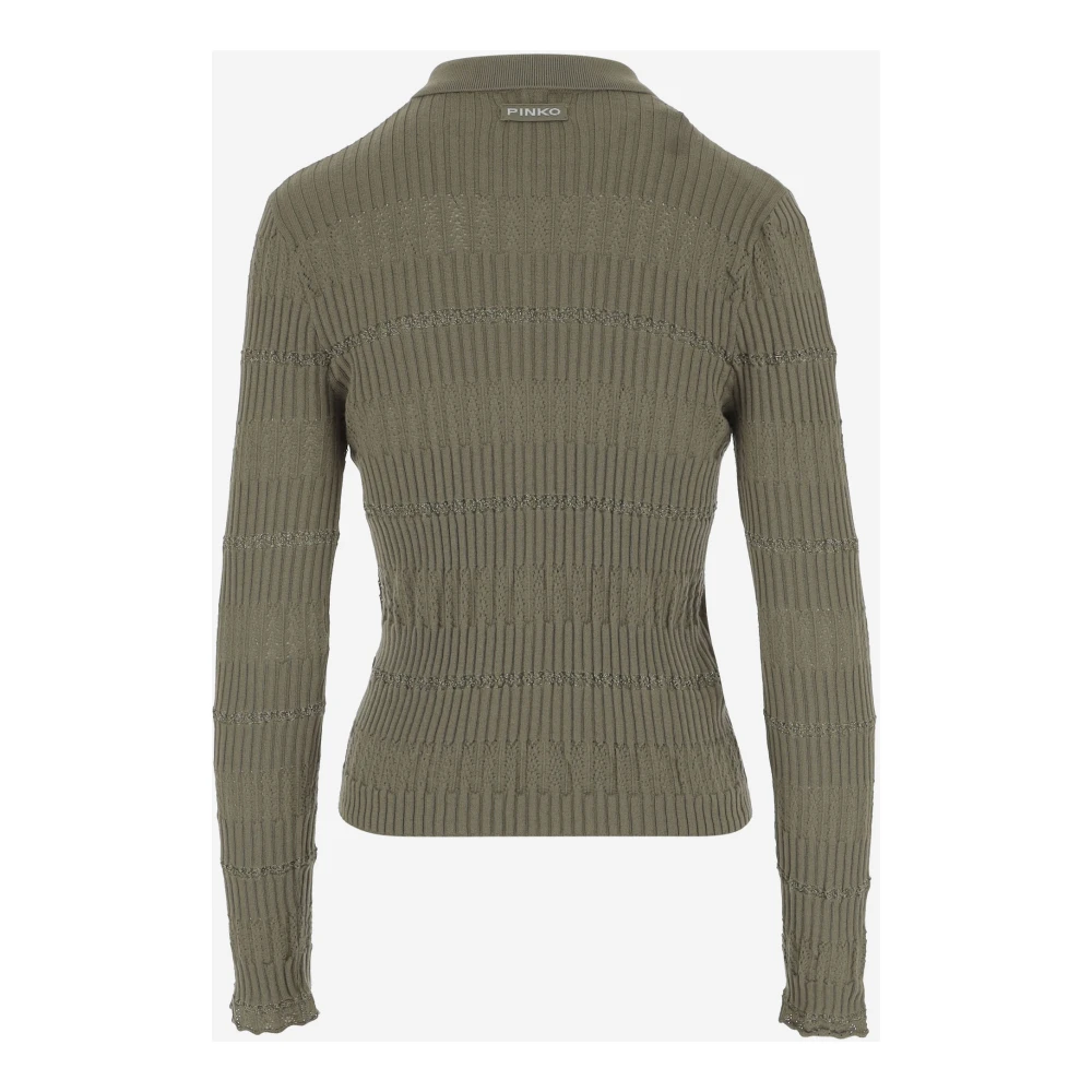 pinko Zijden Katoenen Polo Shirt Groen Green Dames