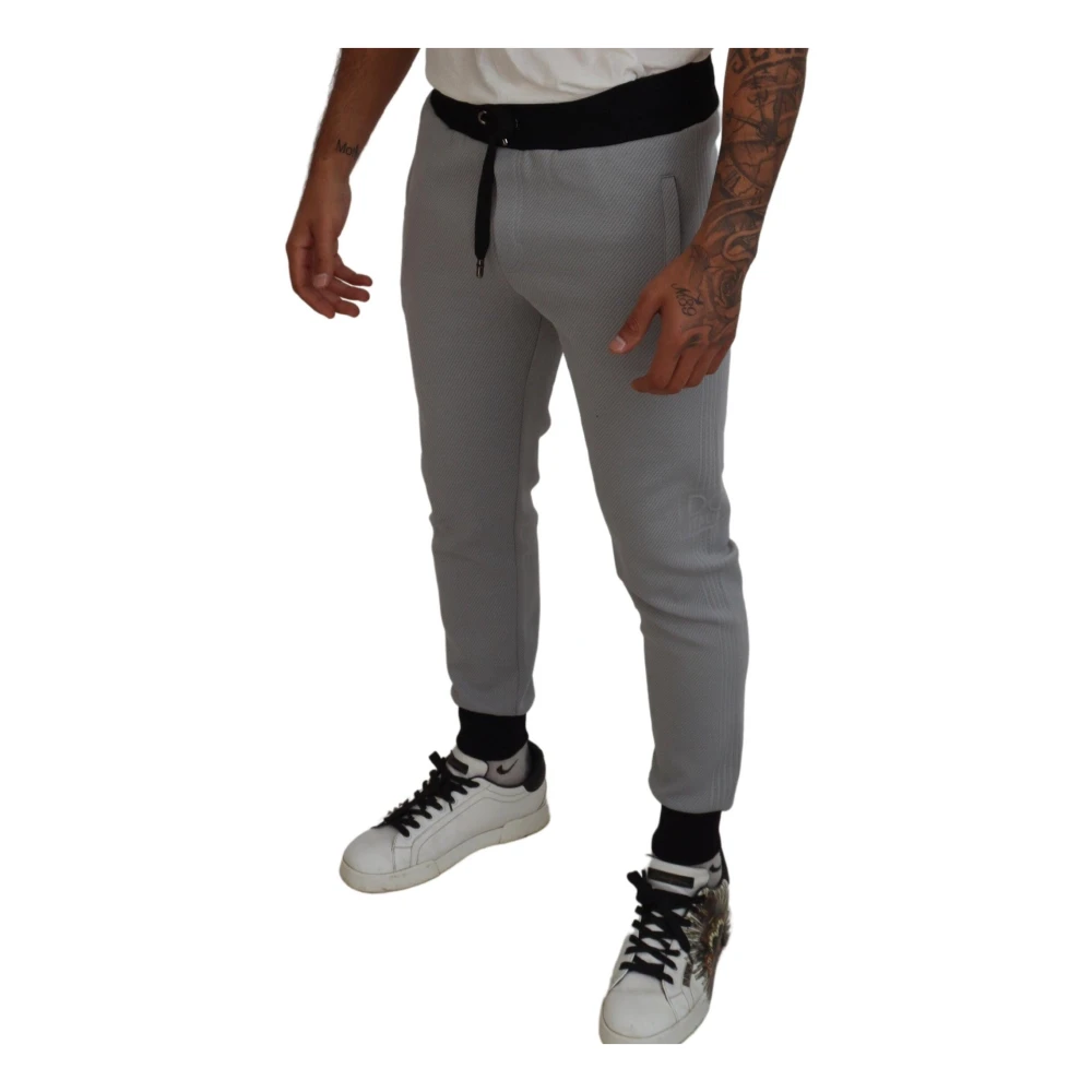 Dolce & Gabbana Elegante Grijze Jogger Broek Gray Heren